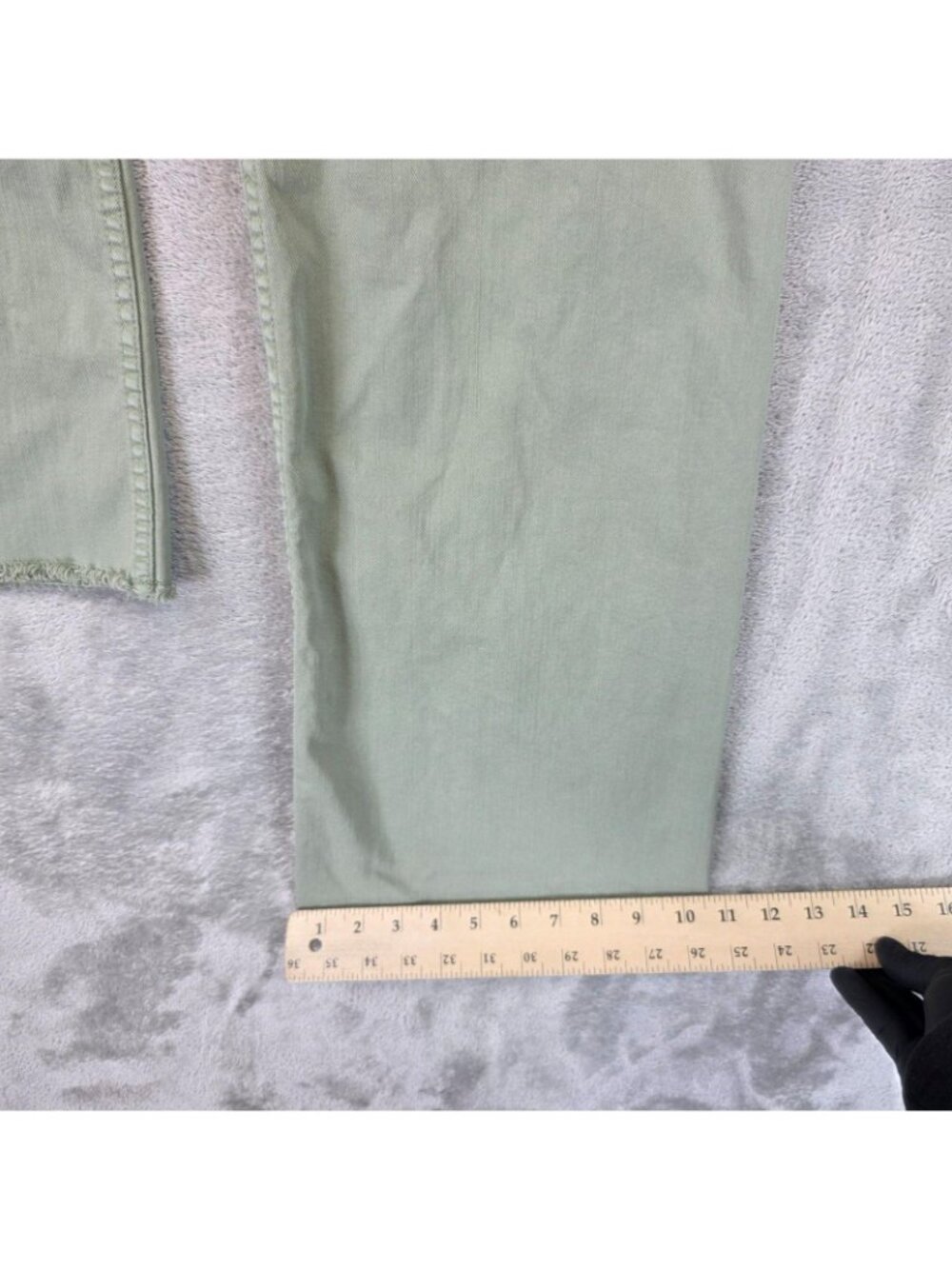 Billabong Chino Pants Womens 26 Green Denim Wide Leg Crop Raw Hem Stretch - Picture 12 of 14
